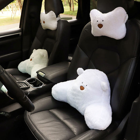 Vehicle Head Restraint Neck Protector Plush Cartoon